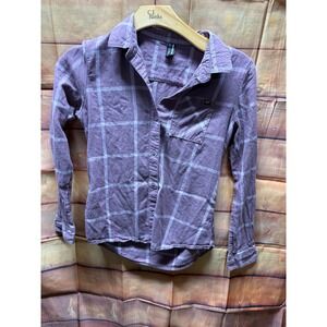 Fox Racing Roost Flannel Long Sleeve Purple Plaid Womens Small with Pocket